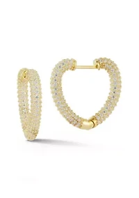 Sterling Silver Pave Heart Hoop Earrings
