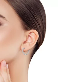 Sterling Silver Pave Heart Hoop Earrings