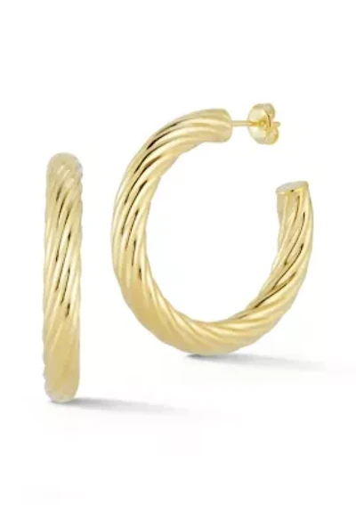 Sterling Silver Bold Round Twist Hoop Earrings
