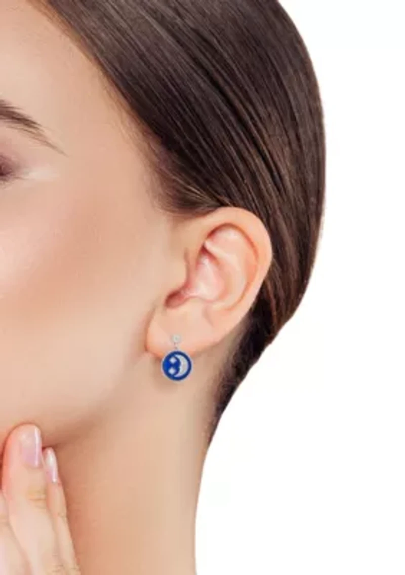 Sterling Silver Cubic Zirconia Celestial Charm Drop Earrings