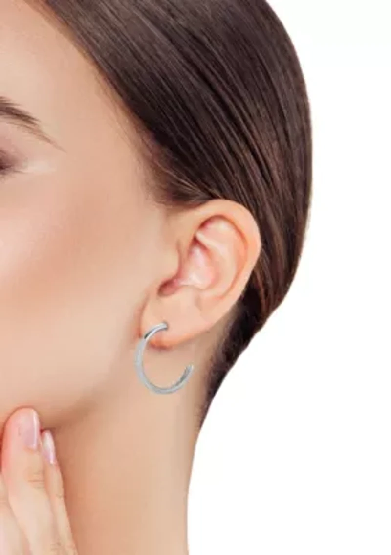 Sterling Silver Pave Hoop Earrings