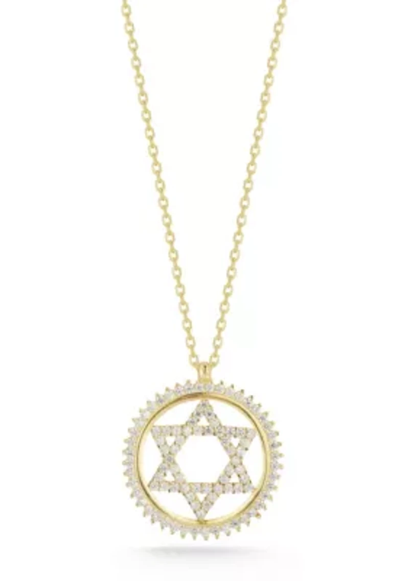 Sterling Silver Cubic Zirconia Star of David Pendant Necklace