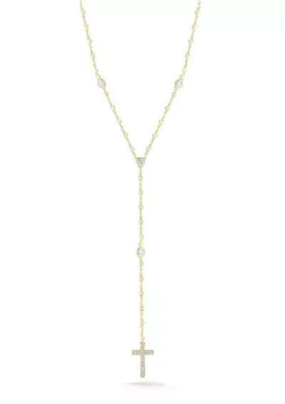 Sterling Silver CZ Cross Lariat Necklace