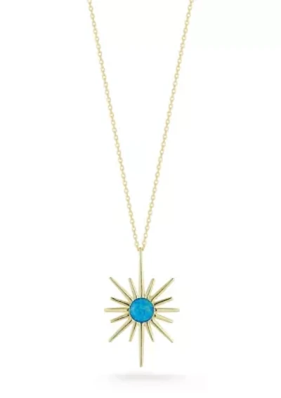 Sterling Silver Synthetic Opal Star Pendant Necklace
