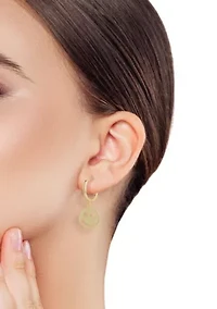 Sterling Silver Smiley Face Charm Huggie Hoop Earrings