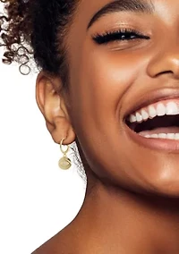 Sterling Silver CZ Eye Charm Huggie Hoop Earrings