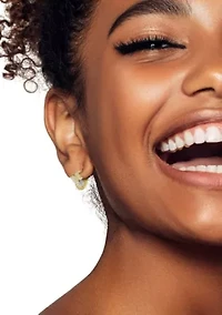 Sterling Silver CZ Flower Huggie Hoop Earrings