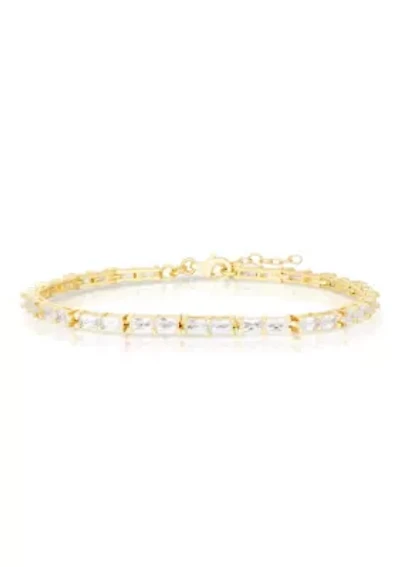 Sterling Silver Baguette Cut CZ Tennis Bracelet