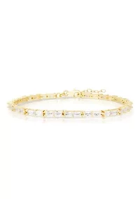 Sterling Silver Baguette Cut CZ Tennis Bracelet