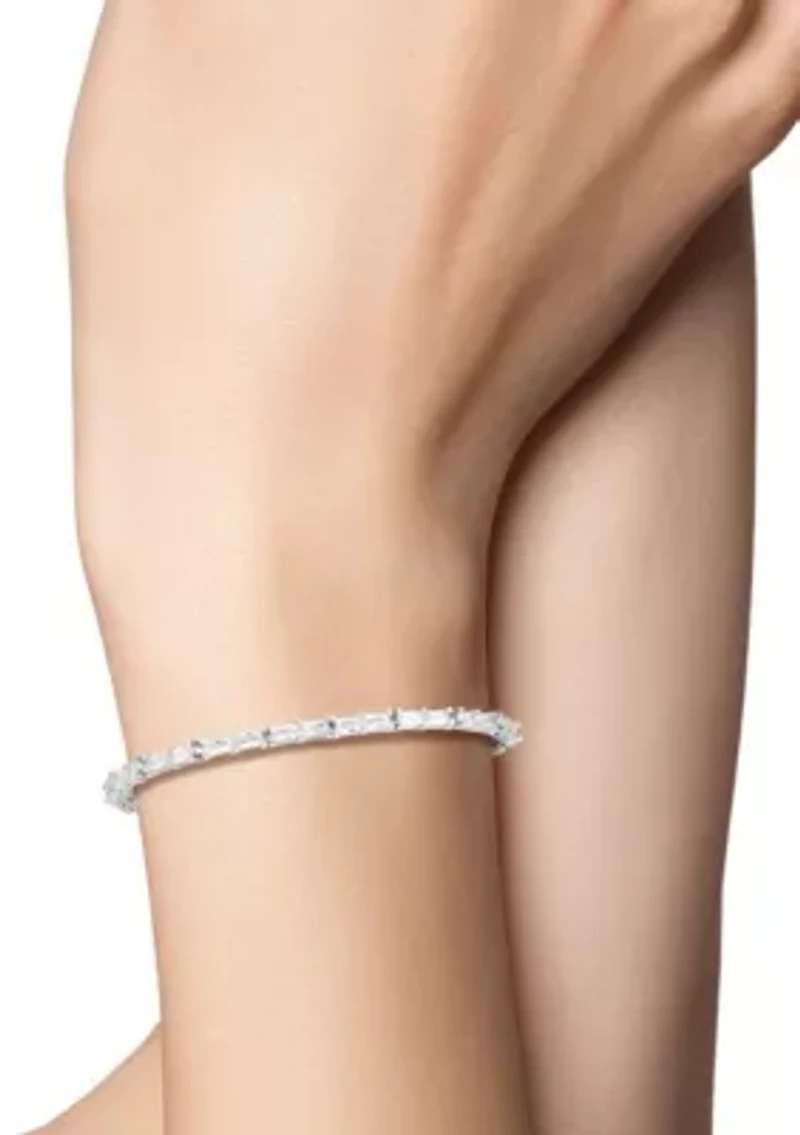 Sterling Silver Baguette Cut CZ Tennis Bracelet