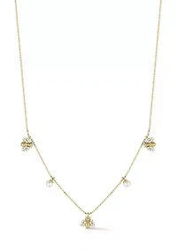 Sterling Silver Pearl and CZ Bee Charm Necklace