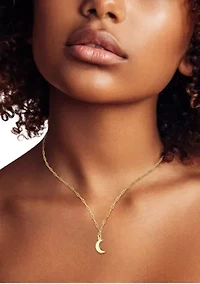 Sterling Silver Dainty Moon Pendant Necklace