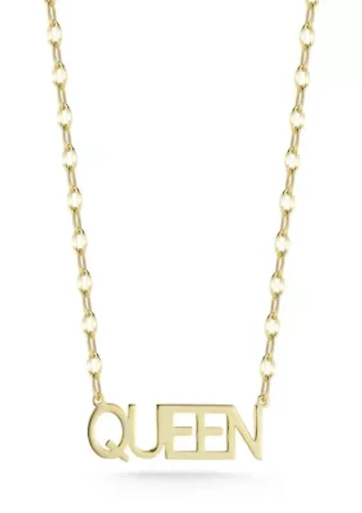 Sterling Silver "Queen" Pendant Necklace with Mirror Chain