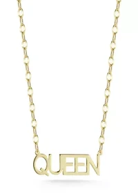 Sterling Silver "Queen" Pendant Necklace with Mirror Chain