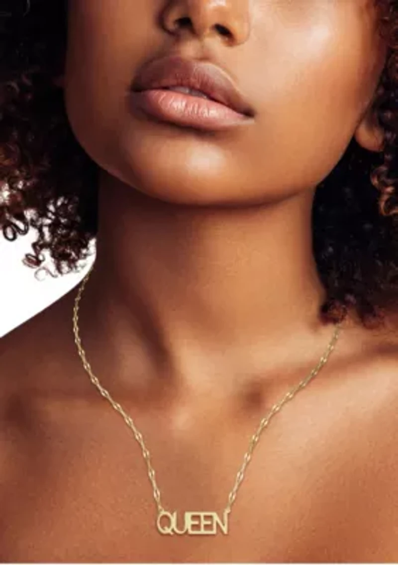 Sterling Silver "Queen" Pendant Necklace with Mirror Chain