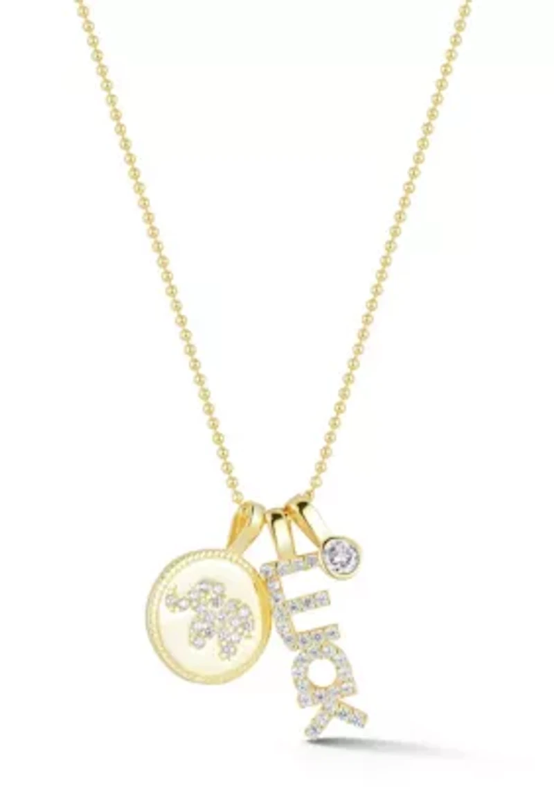 Sterling Silver CZ Triple Lucky Charm Necklace
