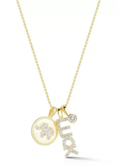 Sterling Silver CZ Triple Lucky Charm Necklace