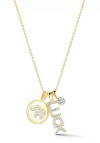 Sterling Silver CZ Triple Lucky Charm Necklace