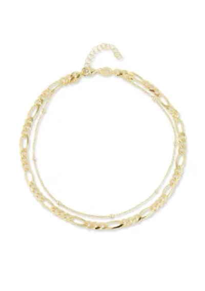 Sterling Silver Double Layer Ball and Figaro Chain Anklet