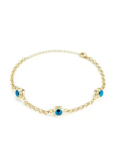 Sterling Silver Triple Evil Eye Bracelet