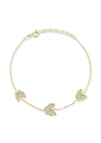 Sterling Silver CZ Triple Butterfly Bracelet