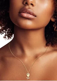 Sterling Silver Cubic Zirconia Rose Pendant Necklace