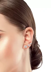 Sterling Silver Round CZ Studs 3 Pair Set