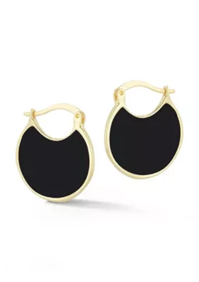 14K Gold Over Sterling Silver Enamel Hoop Earrings