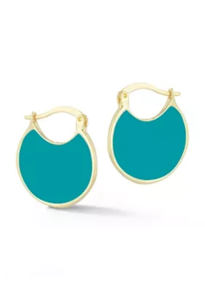 14K Gold Over Sterling Silver Enamel Hoop Earrings