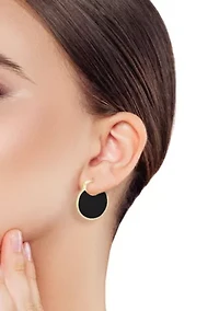 14K Gold Over Sterling Silver Enamel Hoop Earrings