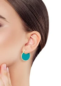 14K Gold Over Sterling Silver Enamel Hoop Earrings