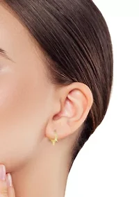 Sterling Silver Pave Spike Huggie Hoop Earrings