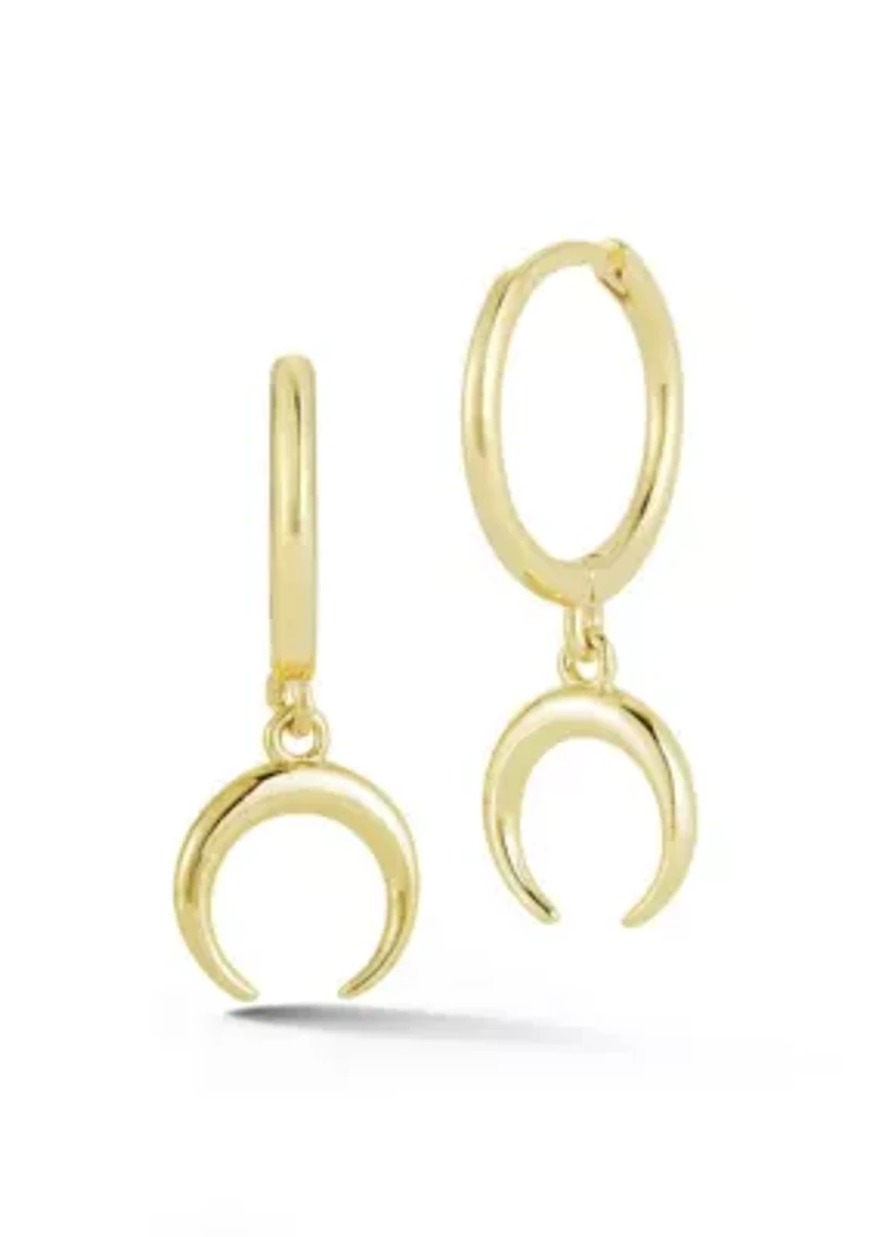 Sterling Silver Moon Charm Huggie Hoop Earrings