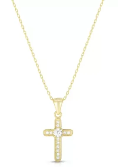 Sterling Silver Cubic Zirconia Dainty Cross Pendant Necklace