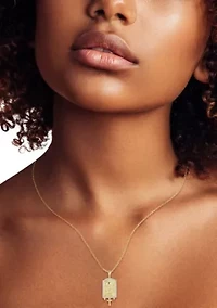 Sterling Silver CZ Religious Frame Pendant Necklace