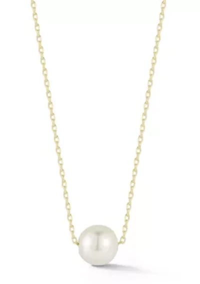 Sterling Silver Solitaire 8mm Pearl Necklace