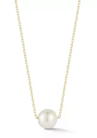 Sterling Silver Solitaire 8mm Pearl Necklace