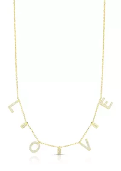 Sterling Silver Cubic Zirconia "Love" Charm Necklace