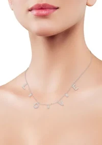 Sterling Silver Cubic Zirconia "Love" Charm Necklace