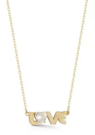 Sterling Silver Heart CZ "Love" Pendant Necklace