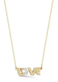 Sterling Silver Heart CZ "Love" Pendant Necklace