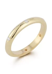 Sterling Silver Flush Set Cubic Zirconia Band Ring