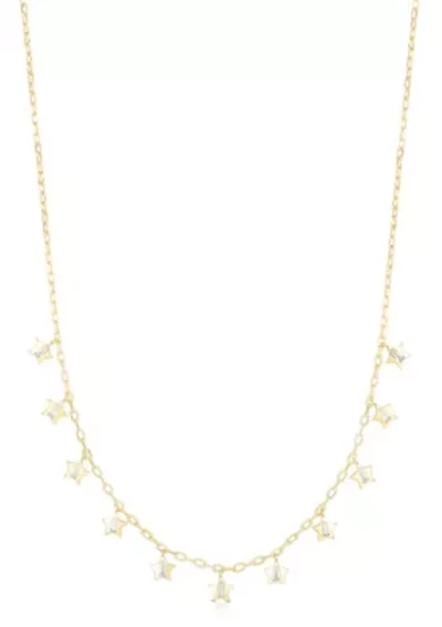 Sterling Silver CZ Star Charm Necklace