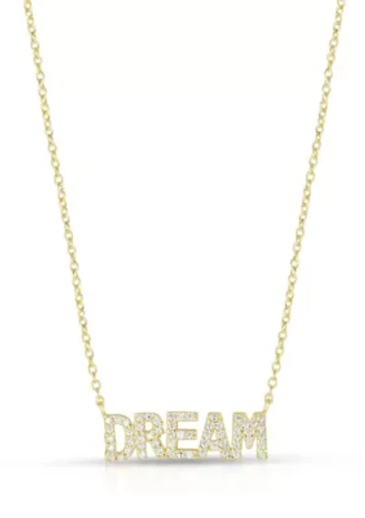 Sterling Silver Pave "Dream" Pendant Necklace