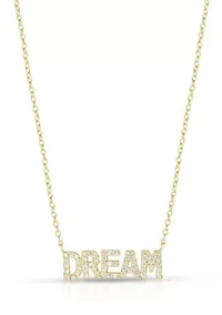 Sterling Silver Pave "Dream" Pendant Necklace