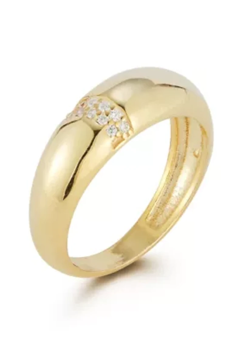 Sterling Silver Cubic Zirconia Thin Dome Ring