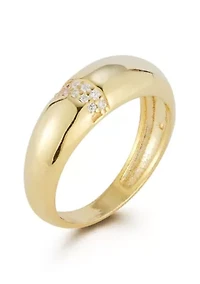 Sterling Silver Cubic Zirconia Thin Dome Ring