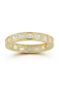 Sterling Silver Princess Cut Eternity Band Ring