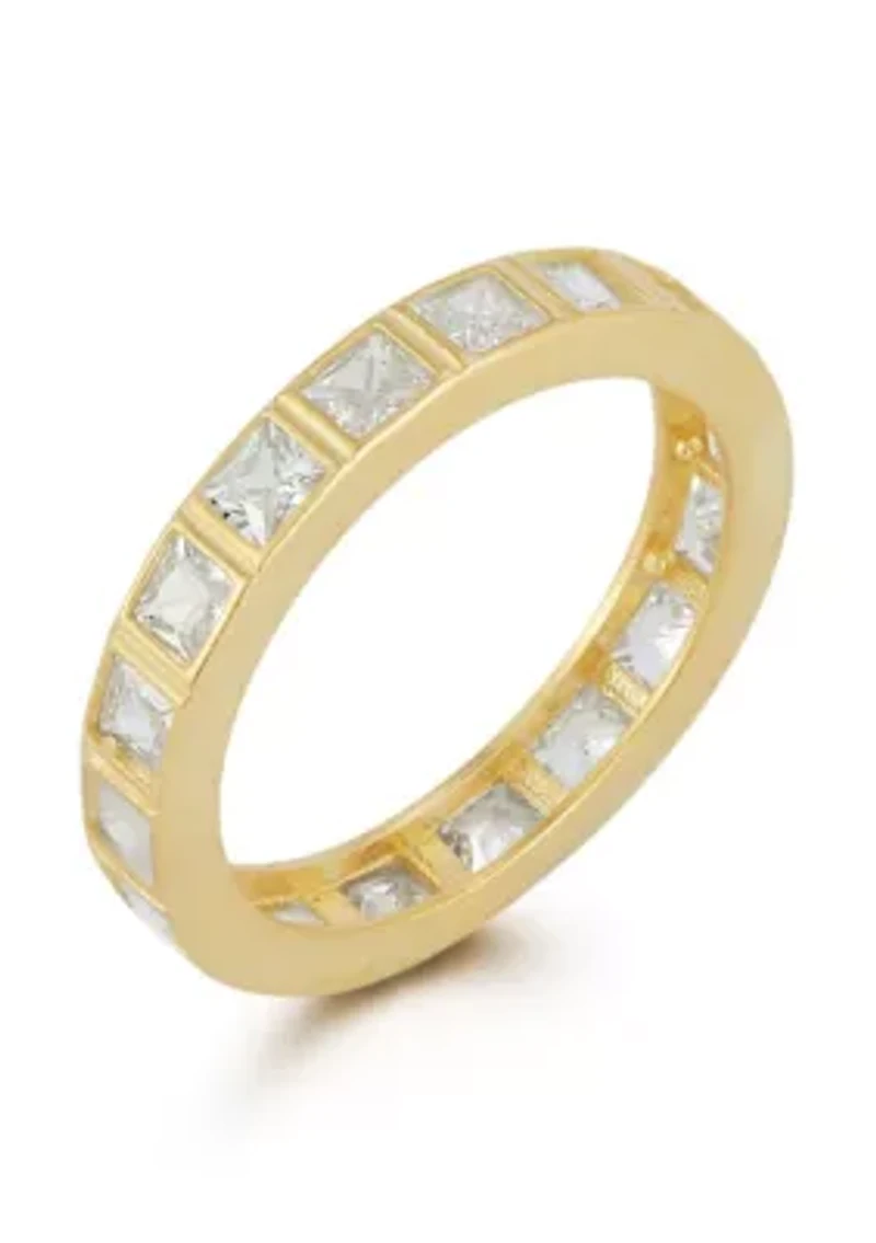 Sterling Silver Princess Cut Eternity Band Ring