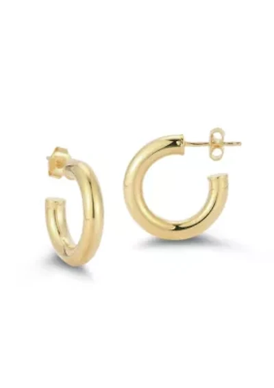 Sterling Silver 0.75in 4mm Tube Hoop Earrings